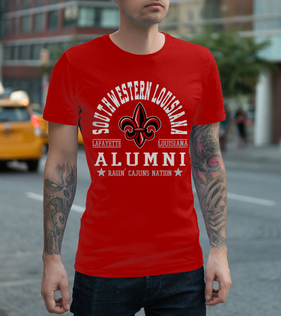 Southwestern Louisiana Alumni Ragin' Cajuns Nation Fleur-de-Lis Lafayette T-Shirt