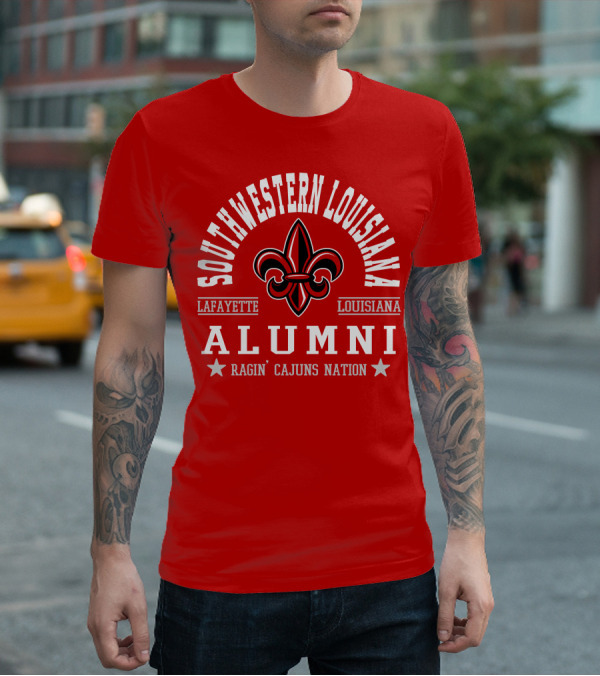 Southwestern Louisiana Alumni Ragin' Cajuns Nation Fleur-de-Lis Lafayette T-Shirt