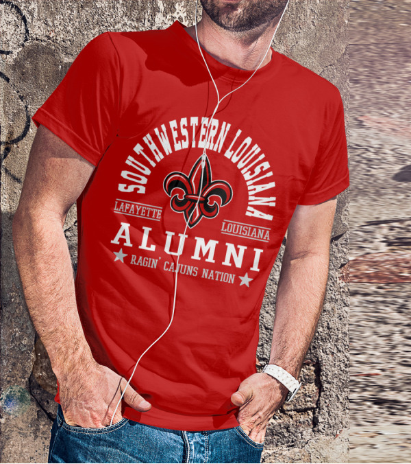 Southwestern Louisiana Alumni Ragin' Cajuns Nation Fleur-de-Lis Lafayette T-Shirt