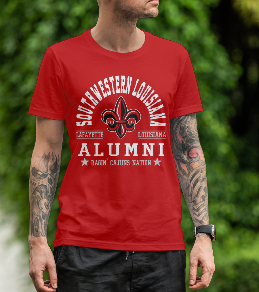 Southwestern Louisiana Alumni Ragin' Cajuns Nation Fleur-de-Lis Lafayette T-Shirt