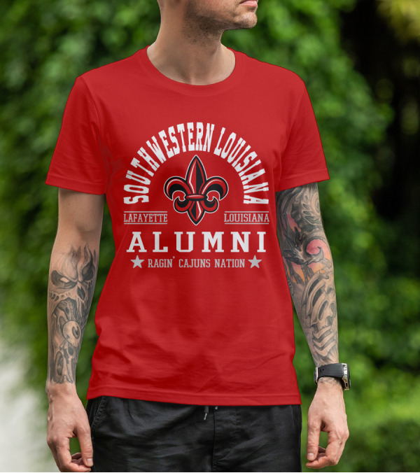 Southwestern Louisiana Alumni Ragin' Cajuns Nation Fleur-de-Lis Lafayette T-Shirt
