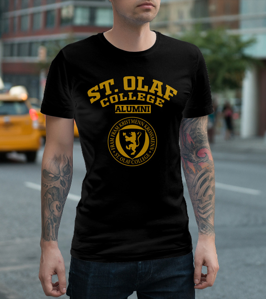 St. Olaf College Alumni Fram Fram Kristmenn Krossmenn Lion Seal T-Shirt