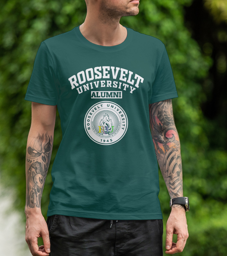Roosevelt University Alumni 1945 Seal Flame Emblem T-Shirt