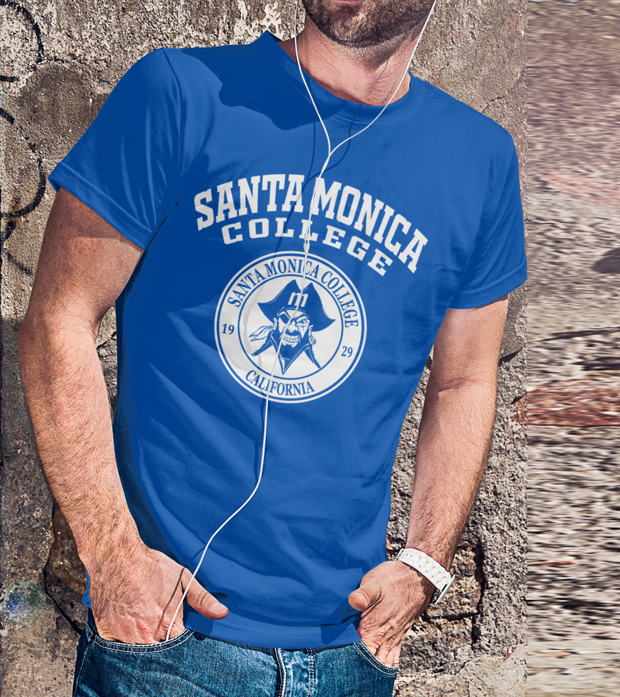 Santa Monica College California 1929 Pirate Logo Blue Background T-Shirt