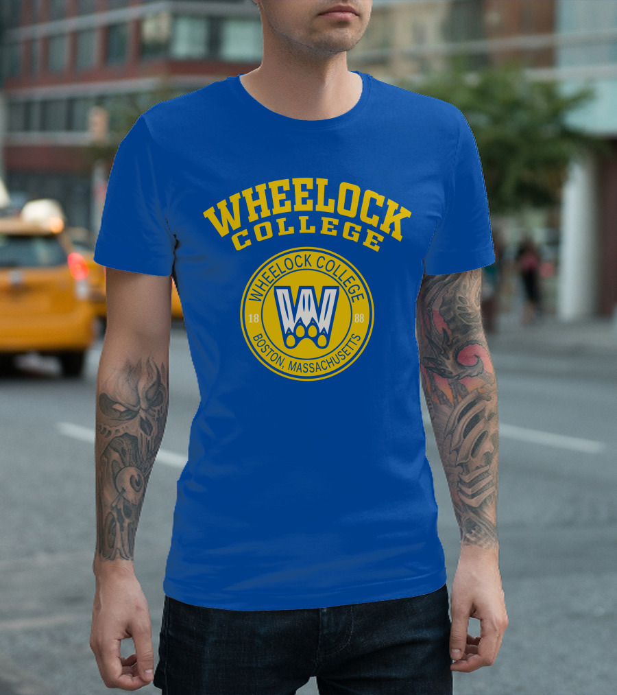 Wheelock College Boston Massachusetts 1888 Logo Blue Yellow T-Shirt