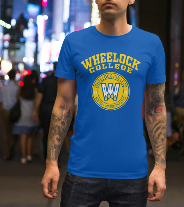 Wheelock College Boston Massachusetts 1888 Logo Blue Yellow T-Shirt