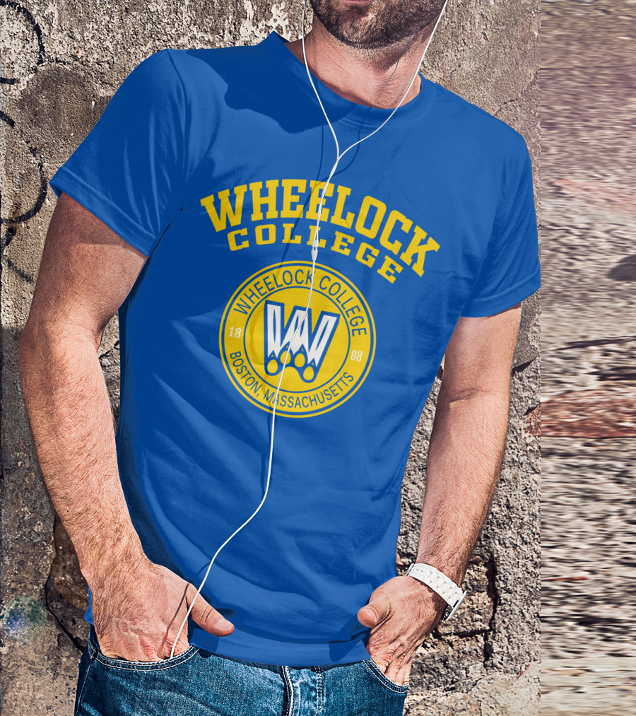Wheelock College Boston Massachusetts 1888 Logo Blue Yellow T-Shirt