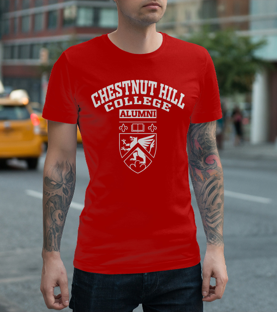 CHC Alumni Chestnut Hill College Crest Griffin Book Fleur-de-lis T-Shirt
