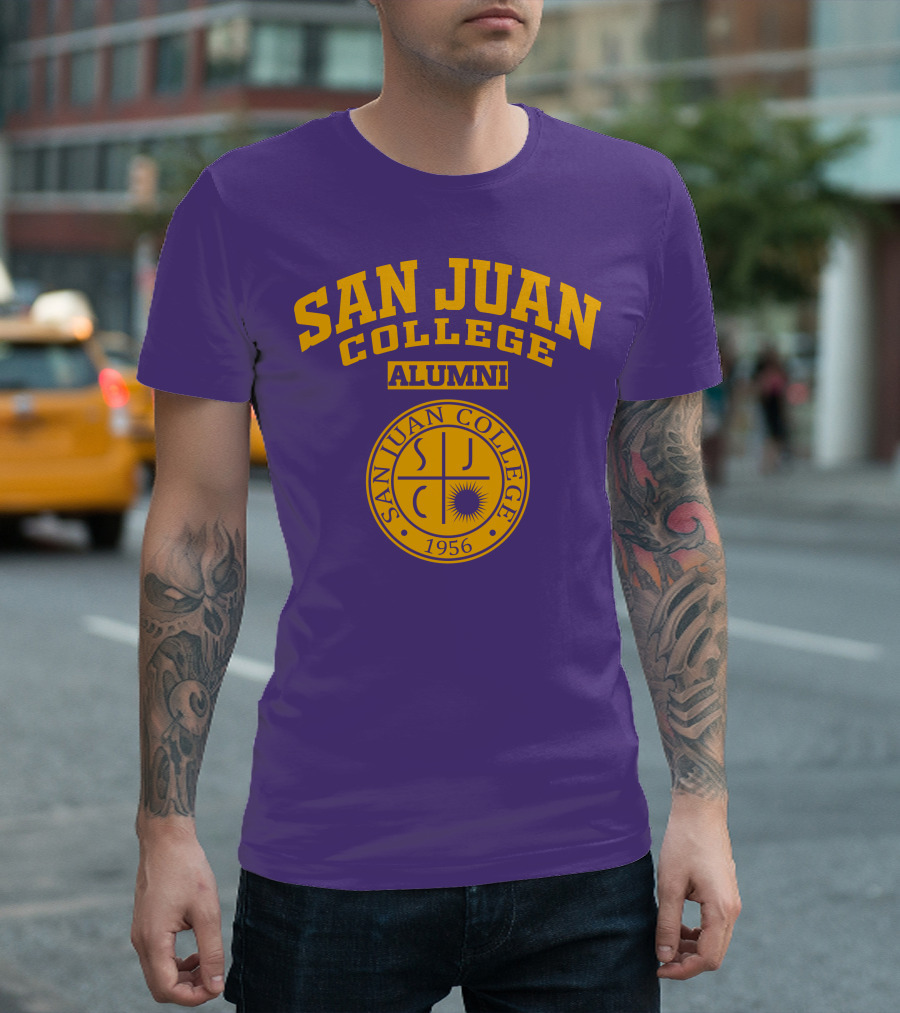 San Juan College Alumni 1956 SJC Emblem Purple Gold T-Shirt