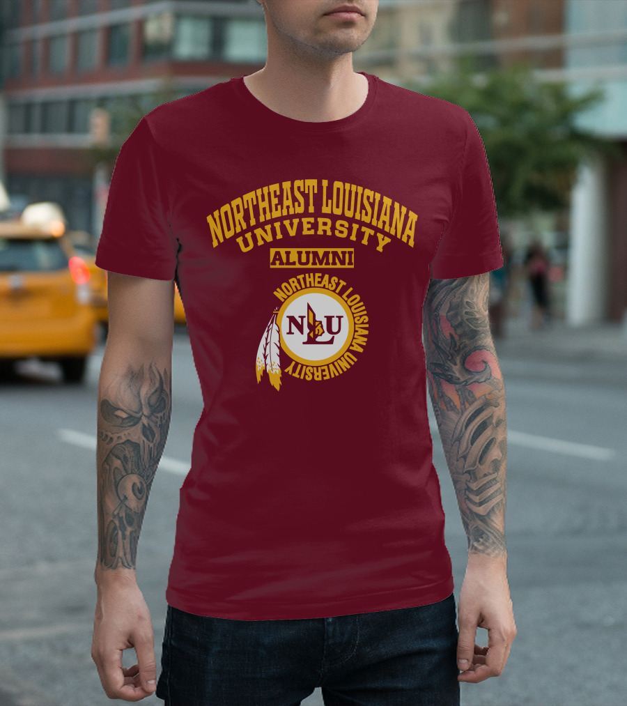 Northeast Louisiana University Alumni NLU Logo with Feathers T-Shirt