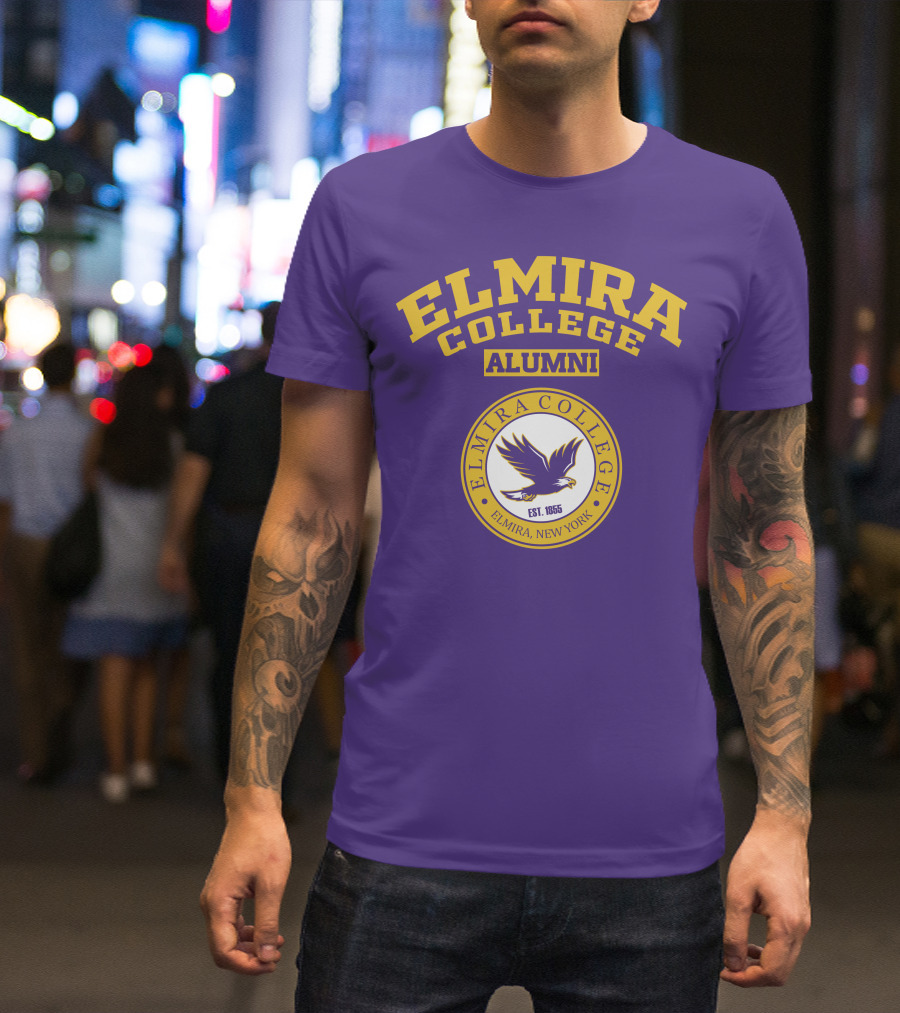 Elmira College Alumni Est. 1855 Purple And Gold Logo With Eagle Emblem T-Shirt