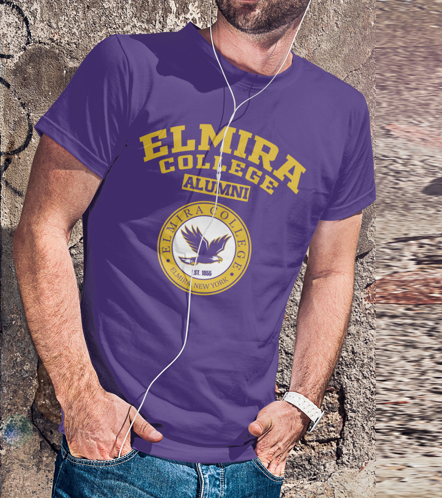 Elmira College Alumni Est. 1855 Purple And Gold Logo With Eagle Emblem T-Shirt