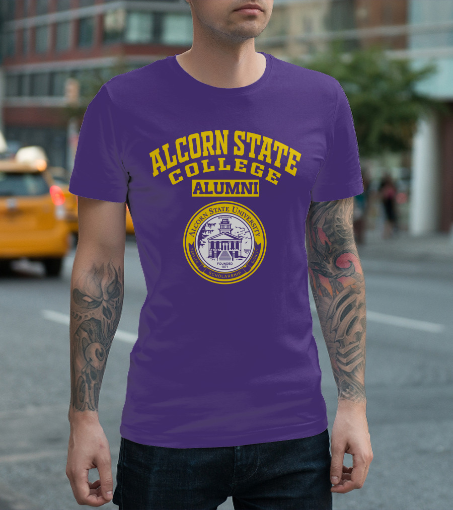 Alcorn State College Alumni Alcorn State University Badge Established 1871 Service Scholarship Dignity T-Shirt