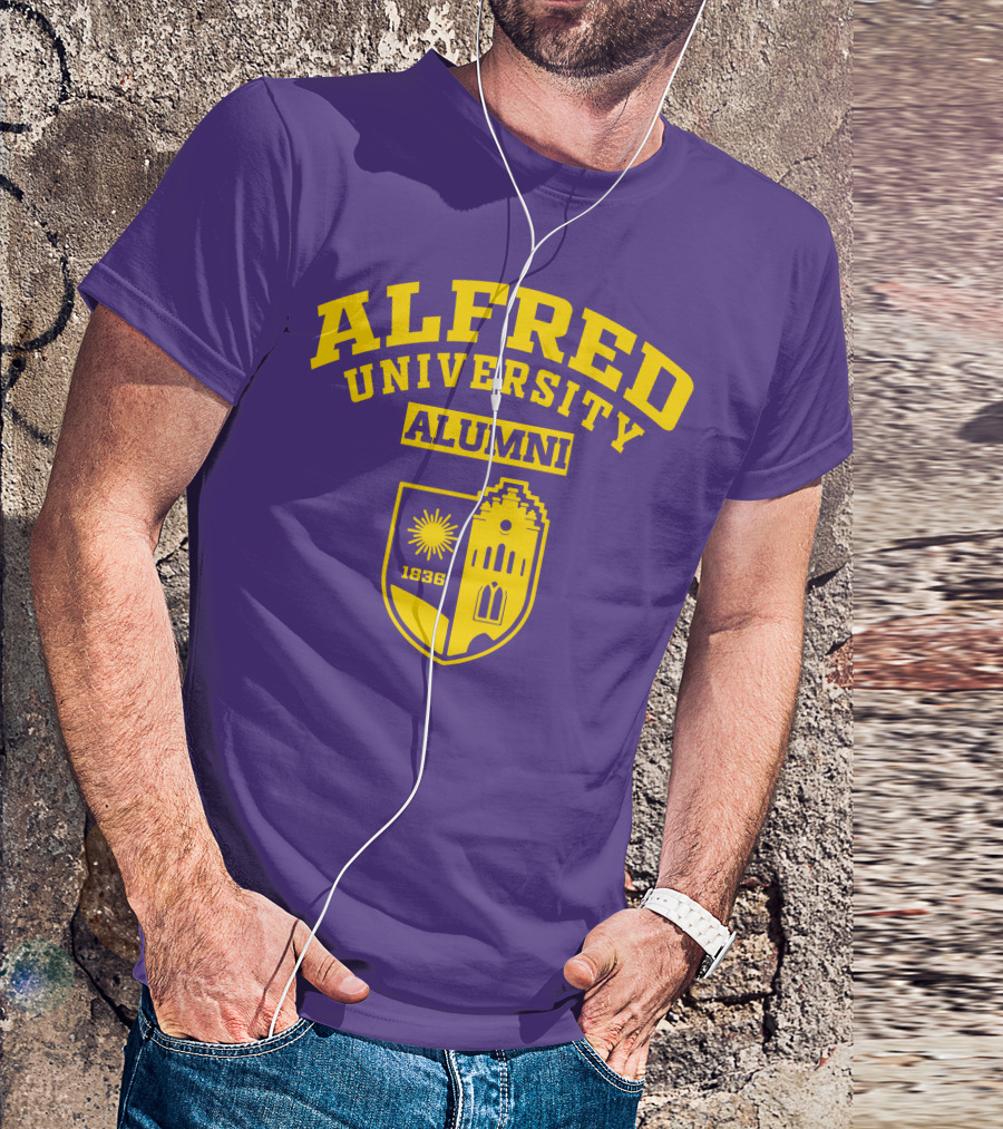 Alfred University Alumni 1836 Purple And Yellow Crest T-Shirt