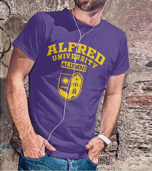 Alfred University Alumni 1836 Purple And Yellow Crest T-Shirt