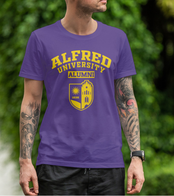 Alfred University Alumni 1836 Purple And Yellow Crest T-Shirt