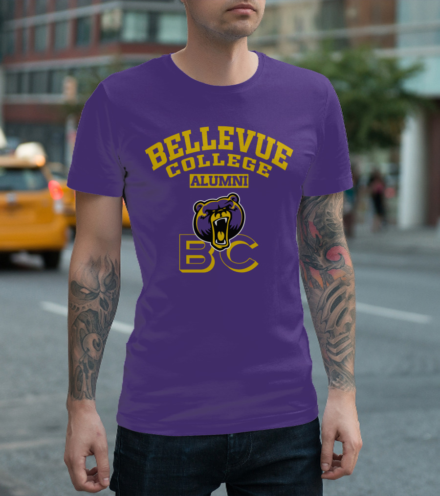 Bellevue College Alumni BC Bear Logo Purple T-Shirt