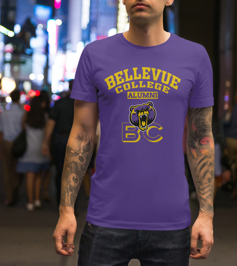 Bellevue College Alumni BC Bear Logo Purple T-Shirt