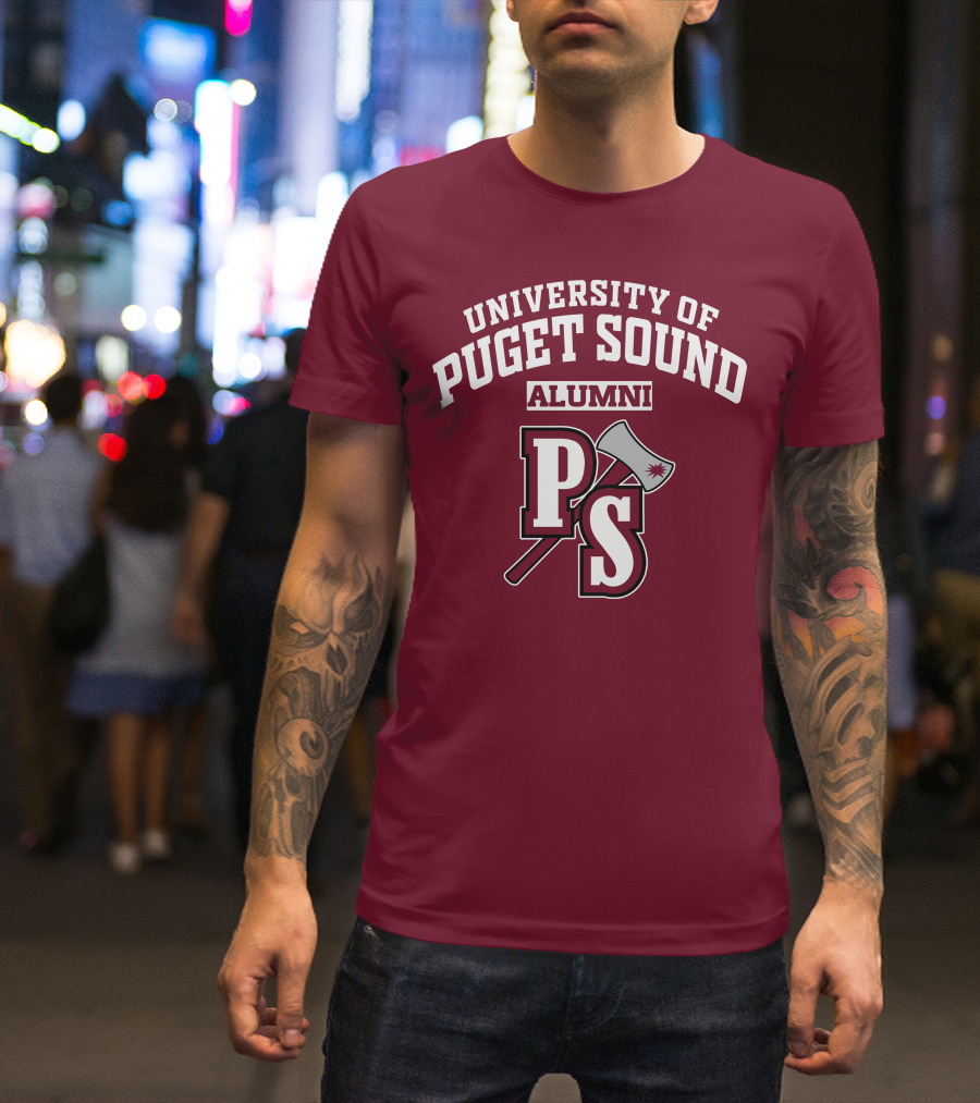 University Of Puget Sound Alumni PS Logo Axe T-Shirt