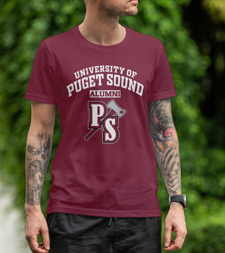 University Of Puget Sound Alumni PS Logo Axe T-Shirt