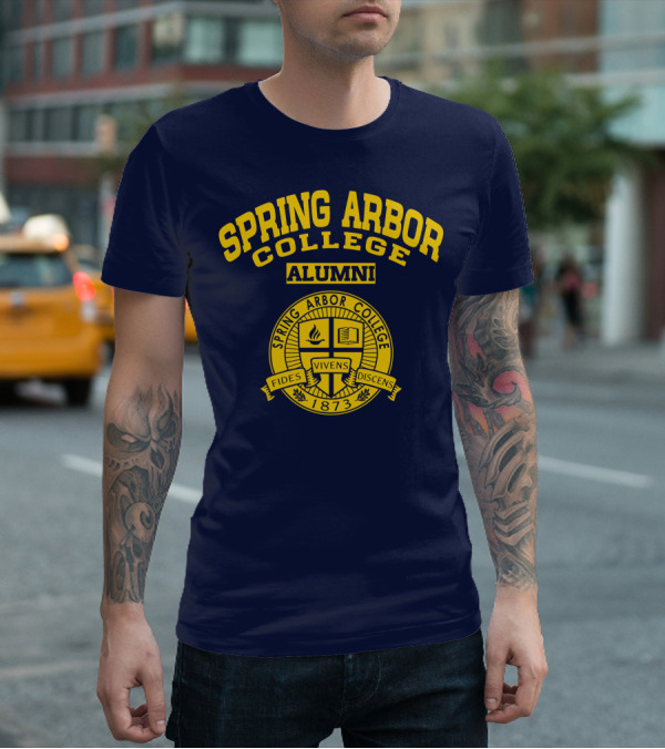Spring Arbor College Alumni Fides Vivens Discens 1873 Seal T-Shirt