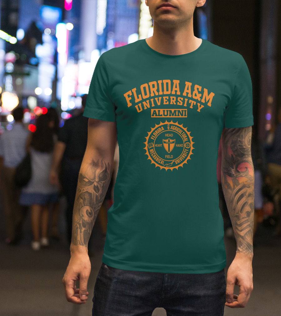 Florida A&M University Alumni 1887 Seal Head Heart Hand Field T-Shirt