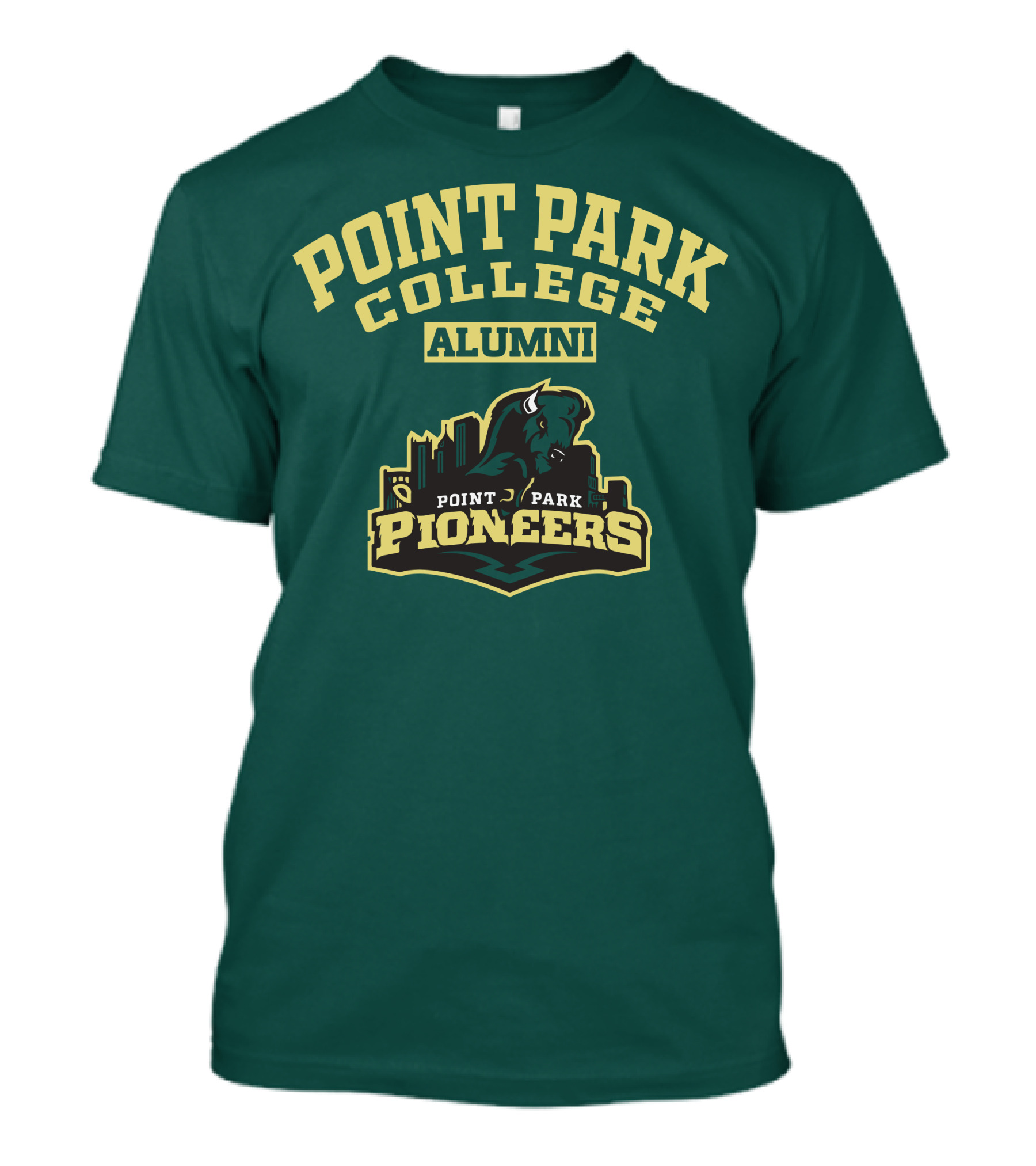Point Park College Alumni Pioneers Logo Buffalo Skyline T-Shirt