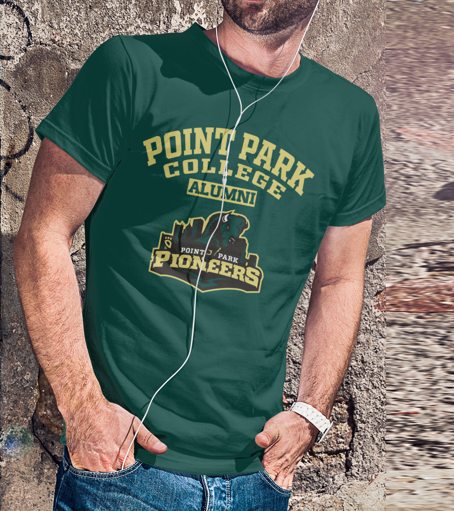 Point Park College Alumni Pioneers Logo Buffalo Skyline T-Shirt