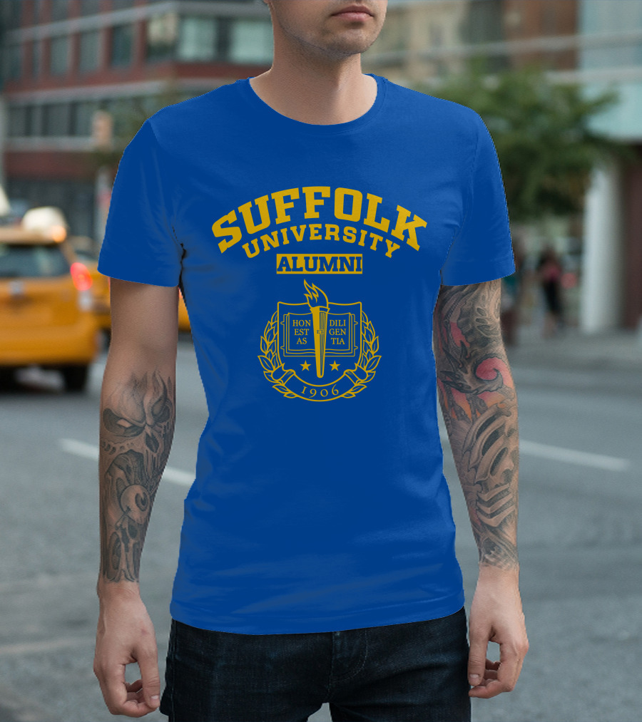 Suffolk University Alumni 1906 Emblem with Torch and Laurel Wreath T-Shirt