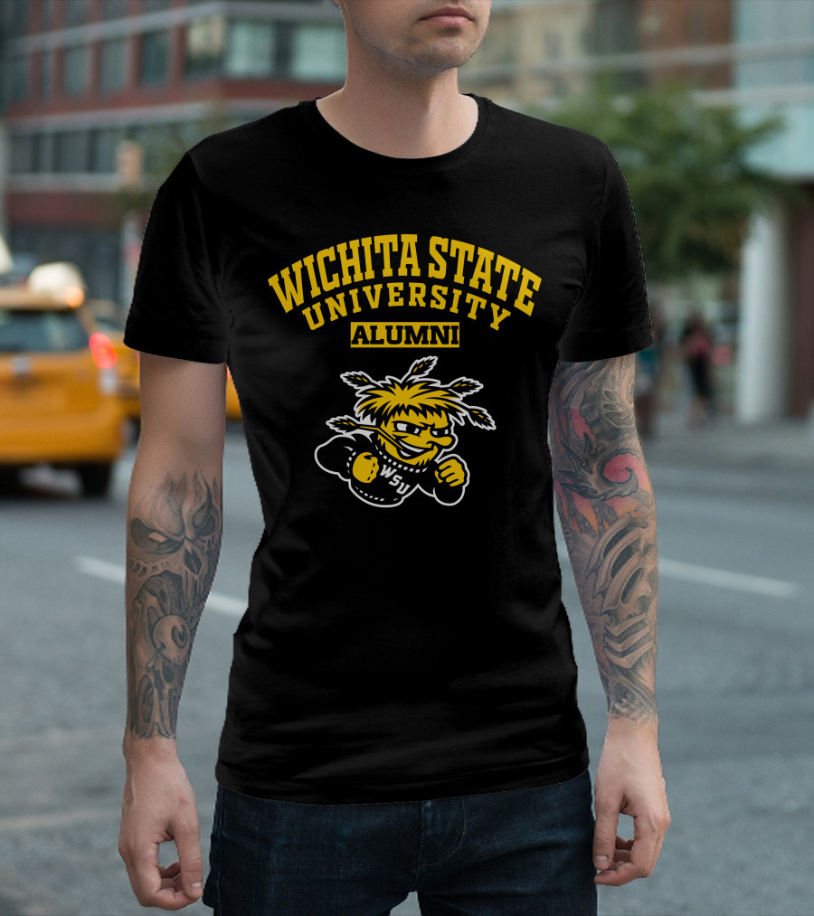 Wichita State University Alumni WSU Logo with WuShock Mascot T-Shirt