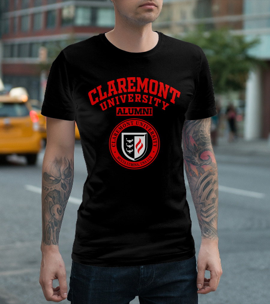 Claremont University Alumni Multa Lumina Una Lux Shield T-Shirt