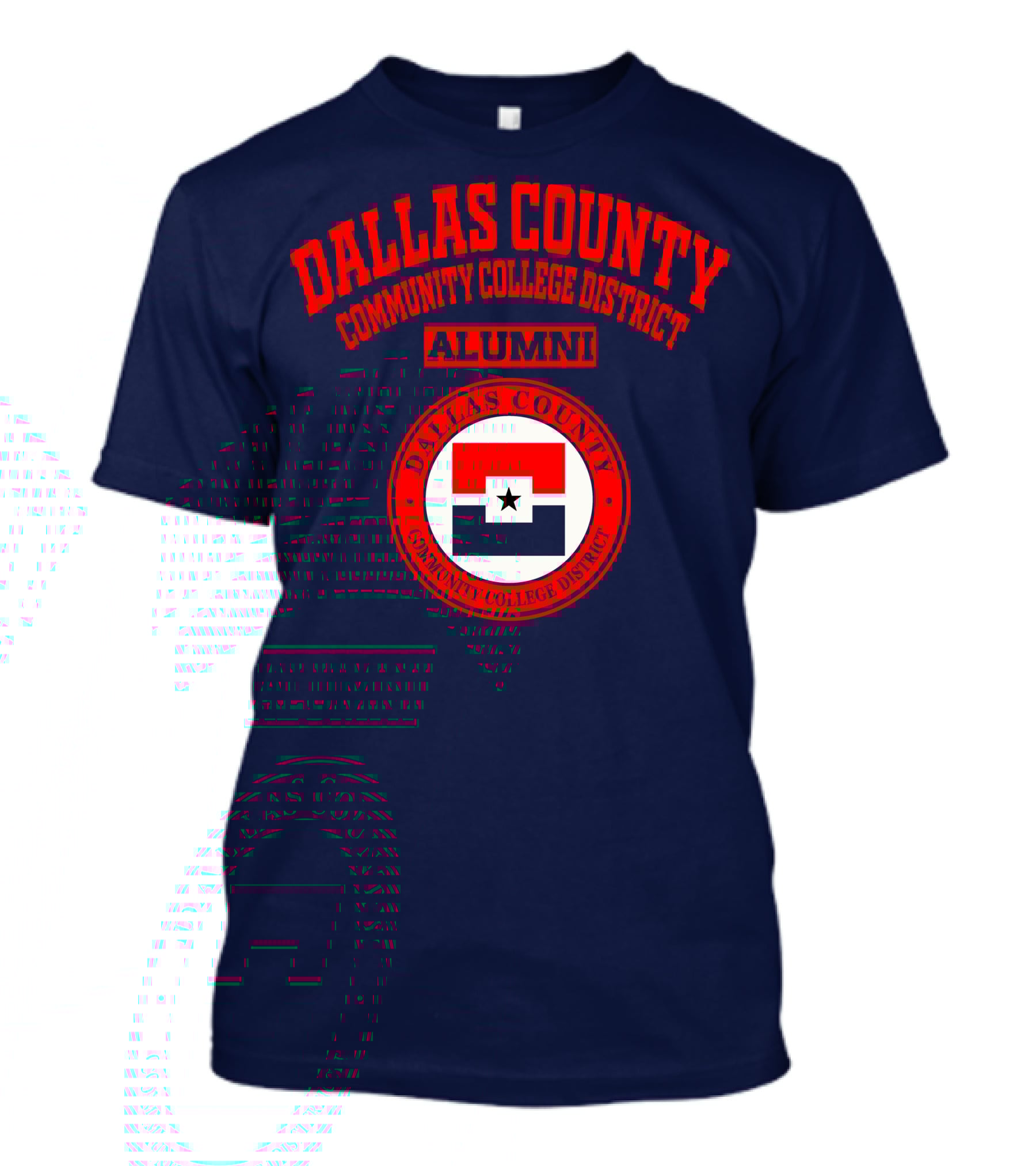Dallas County Community College District Alumni Red And Navy Star Emblem T-Shirt