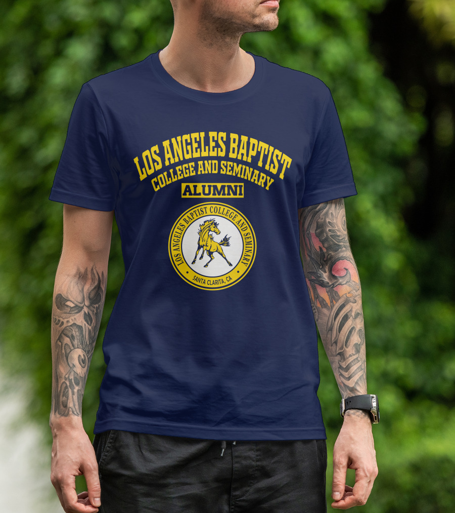 Los Angeles Baptist College And Seminary Alumni Santa Clarita CA Logo Horse Emblem T-Shirt