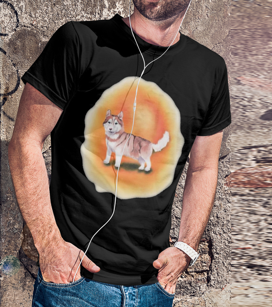 Upblissed ADHD Husky Roam As A Pack Vibrant Sunset Aura T-Shirt