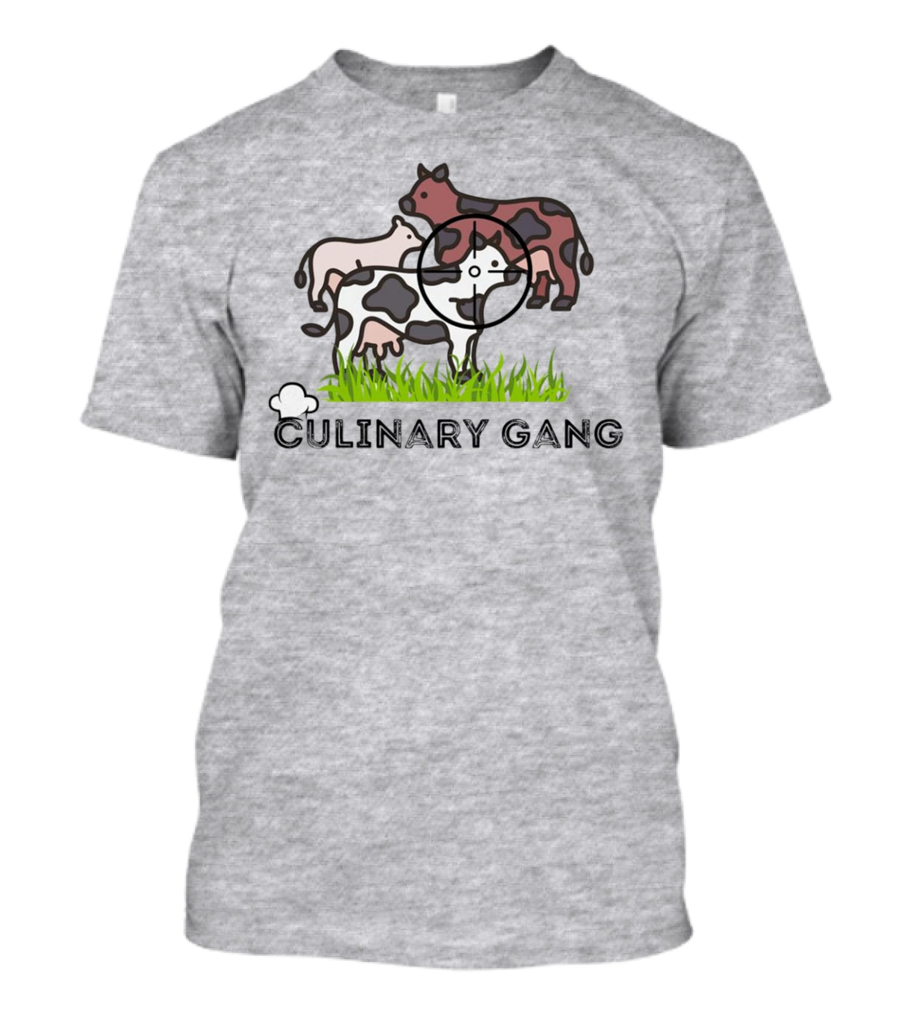 Culinary Gang Cow Trio Targeting Humor T-Shirt