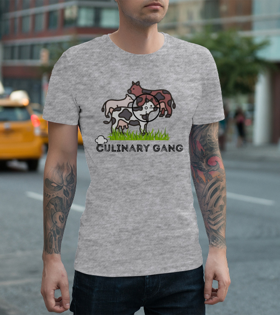 Culinary Gang Cow Trio Targeting Humor T-Shirt