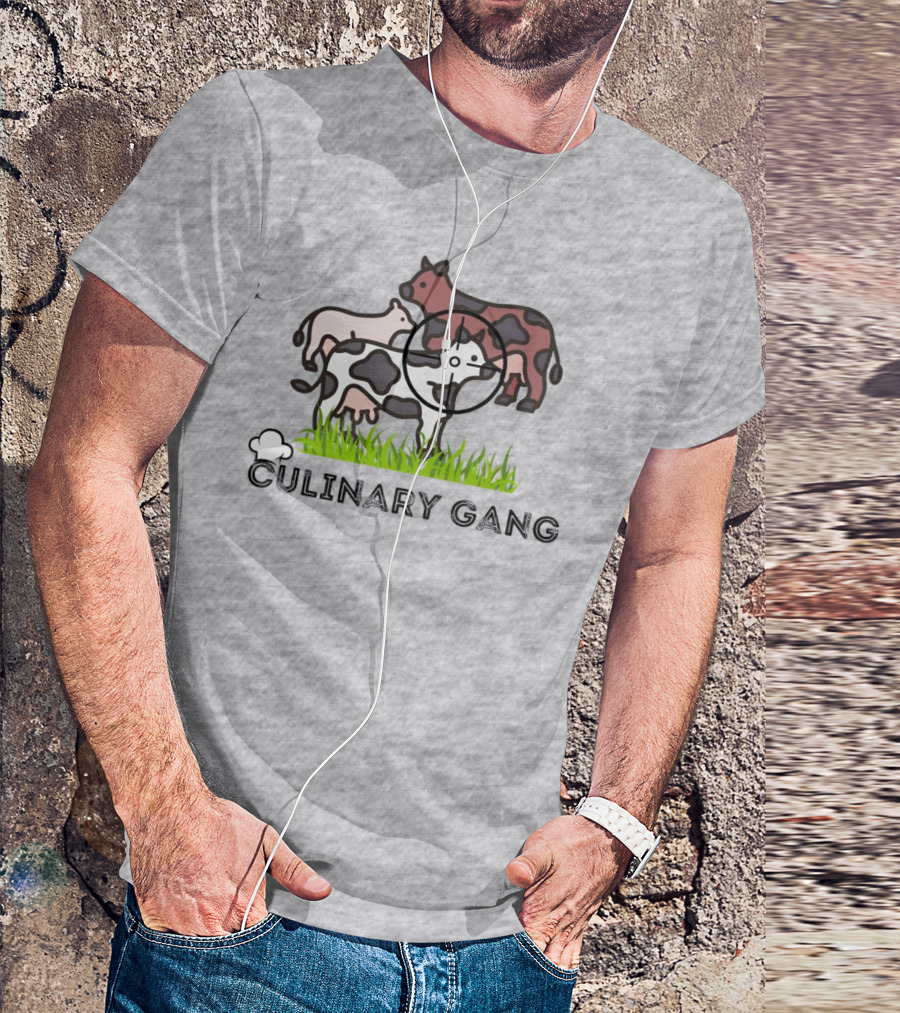 Culinary Gang Cow Trio Targeting Humor T-Shirt