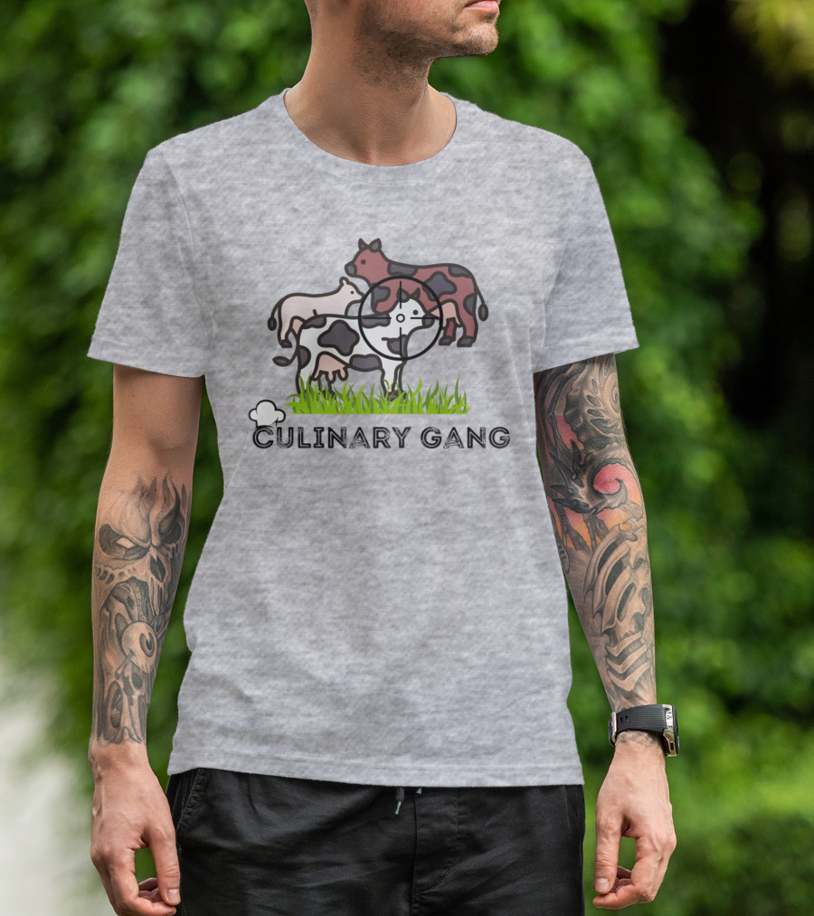 Culinary Gang Cow Trio Targeting Humor T-Shirt