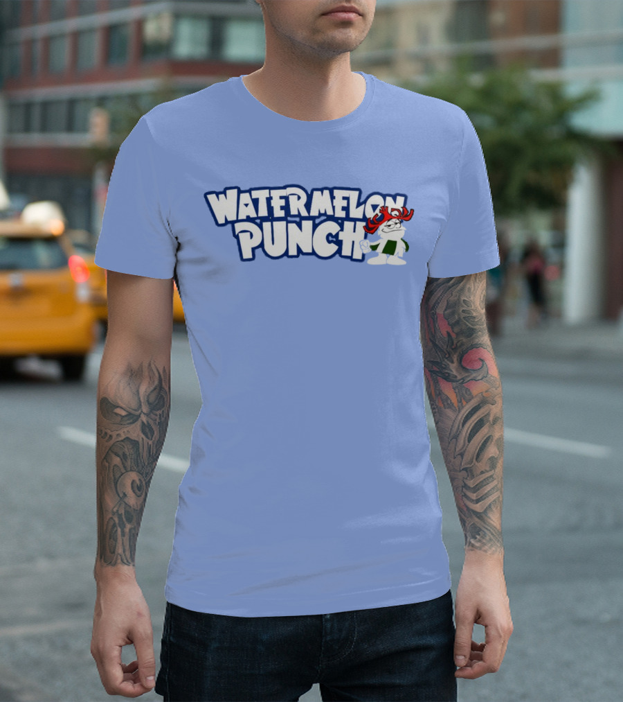 Watermelon Punch Cool Character with Fun Red Glasses and Green Shorts T-Shirt