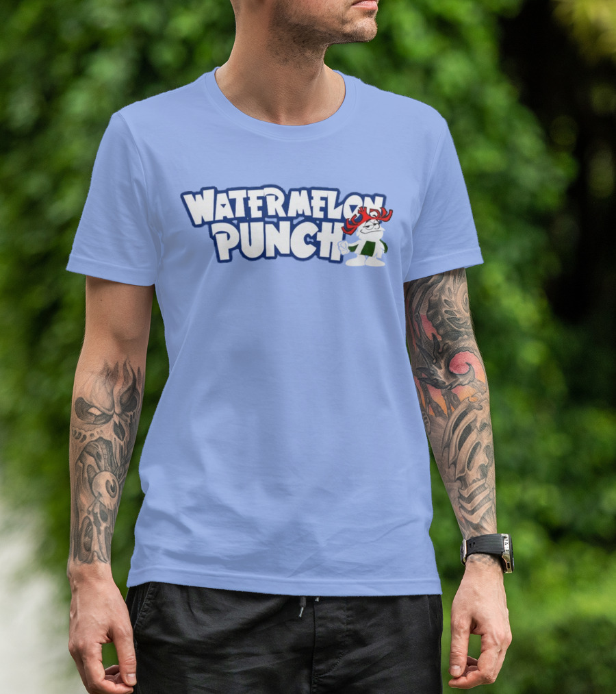 Watermelon Punch Cool Character With Fun Red Glasses And Green Shorts T-Shirt