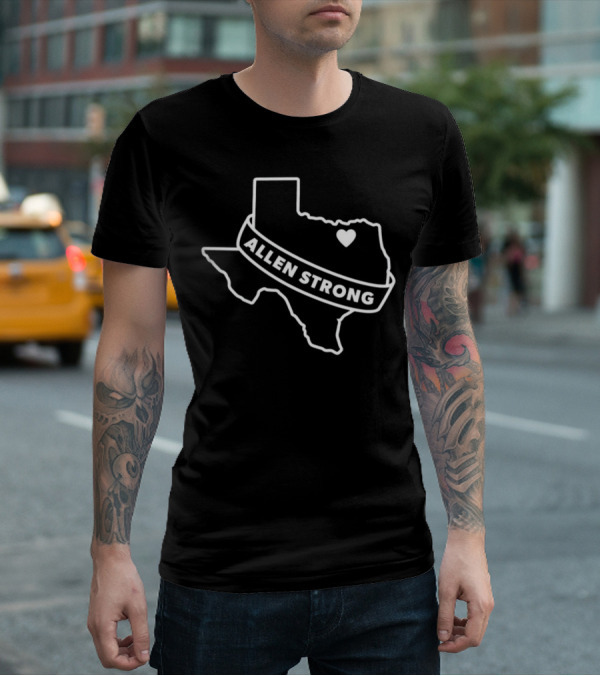 Allen Premium Outlets Texas Love Allen Strong Heart Map T-Shirt