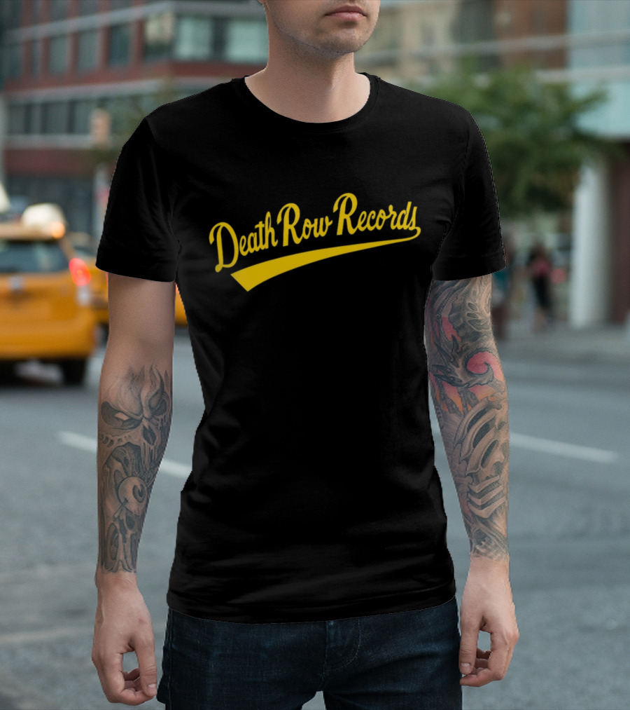 Death Row Records Baseball Style Yellow Script T-Shirt