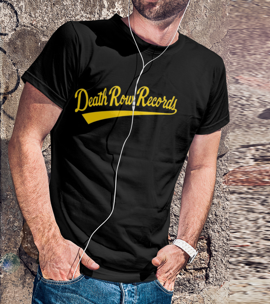 Death Row Records Baseball Style Yellow Script T-Shirt