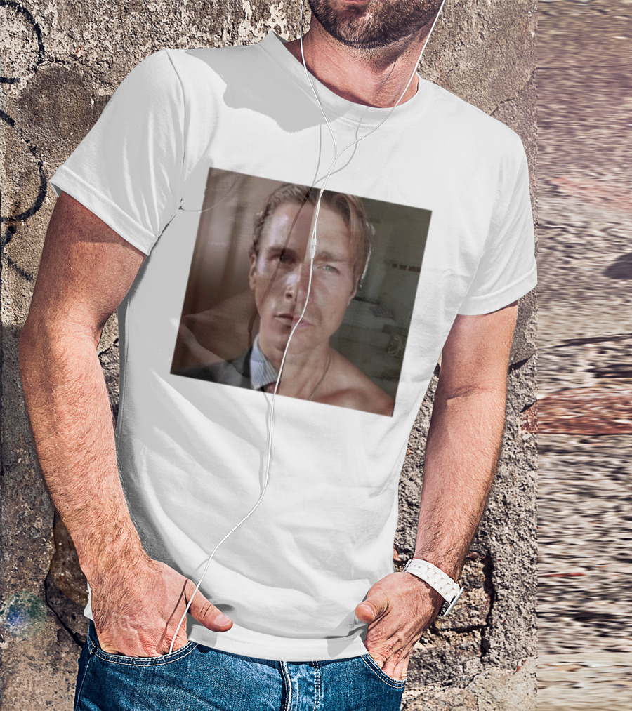Jeremy Fragrance Compared With Young Christian Bale Face Split Room Background T-Shirt
