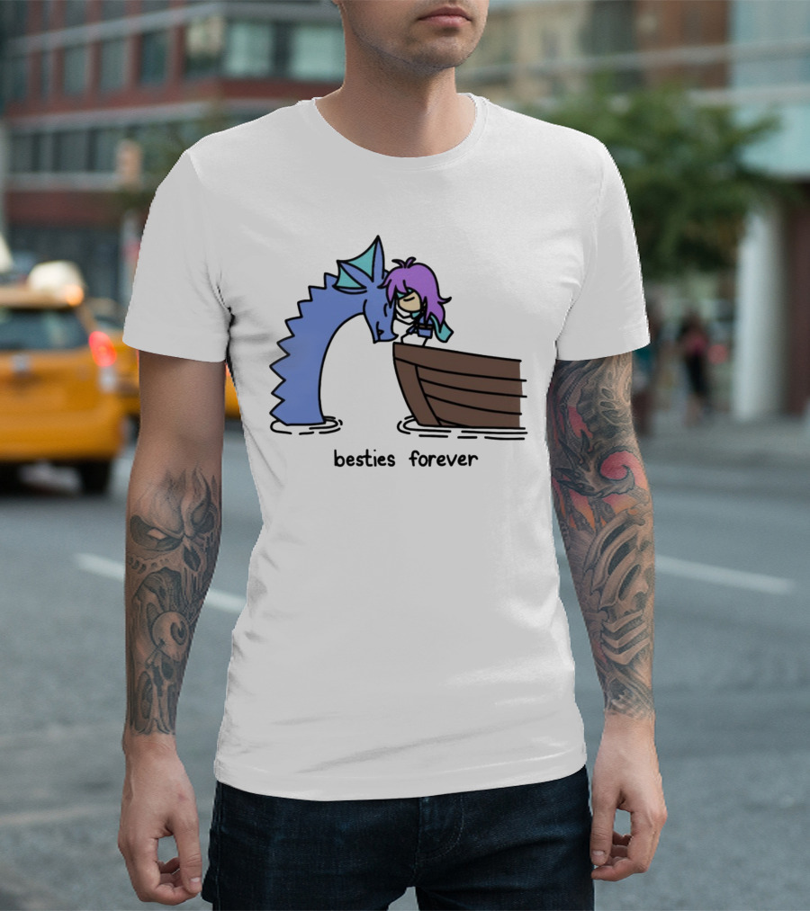 Kimchichickenbeer Faris and Syldra Besties Forever Best Friends with Dragon and Boat Scene T-Shirt