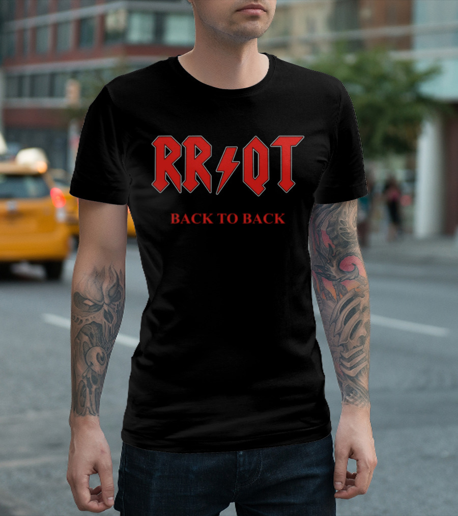 RR QT Back to Back Lightning Rock Font T-Shirt