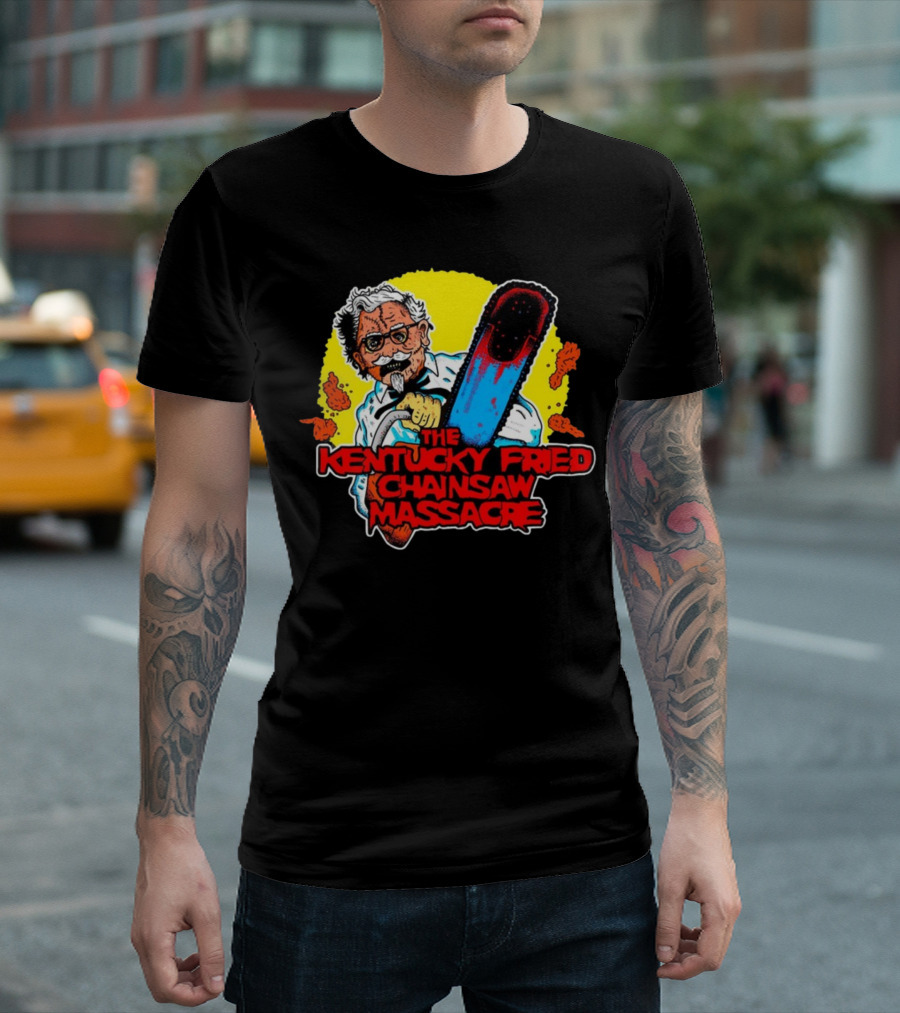 Colonel Sanders Chainsaw Parody Horror Crossover T-Shirt