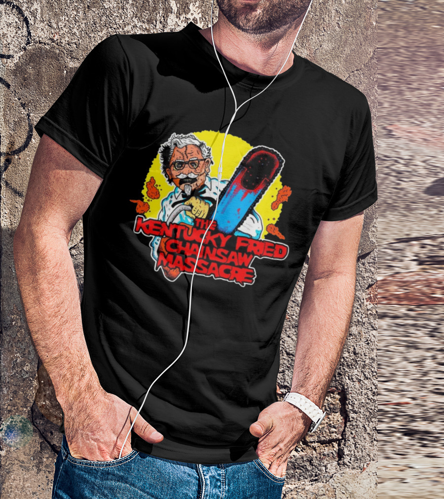 Colonel Sanders Chainsaw Parody Horror Crossover T-Shirt