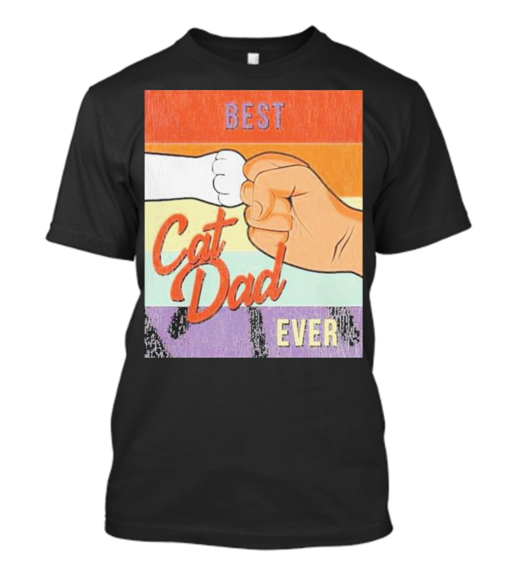 Best Cat Dad Ever Vintage Retro Rainbow Fist Bump T-Shirt