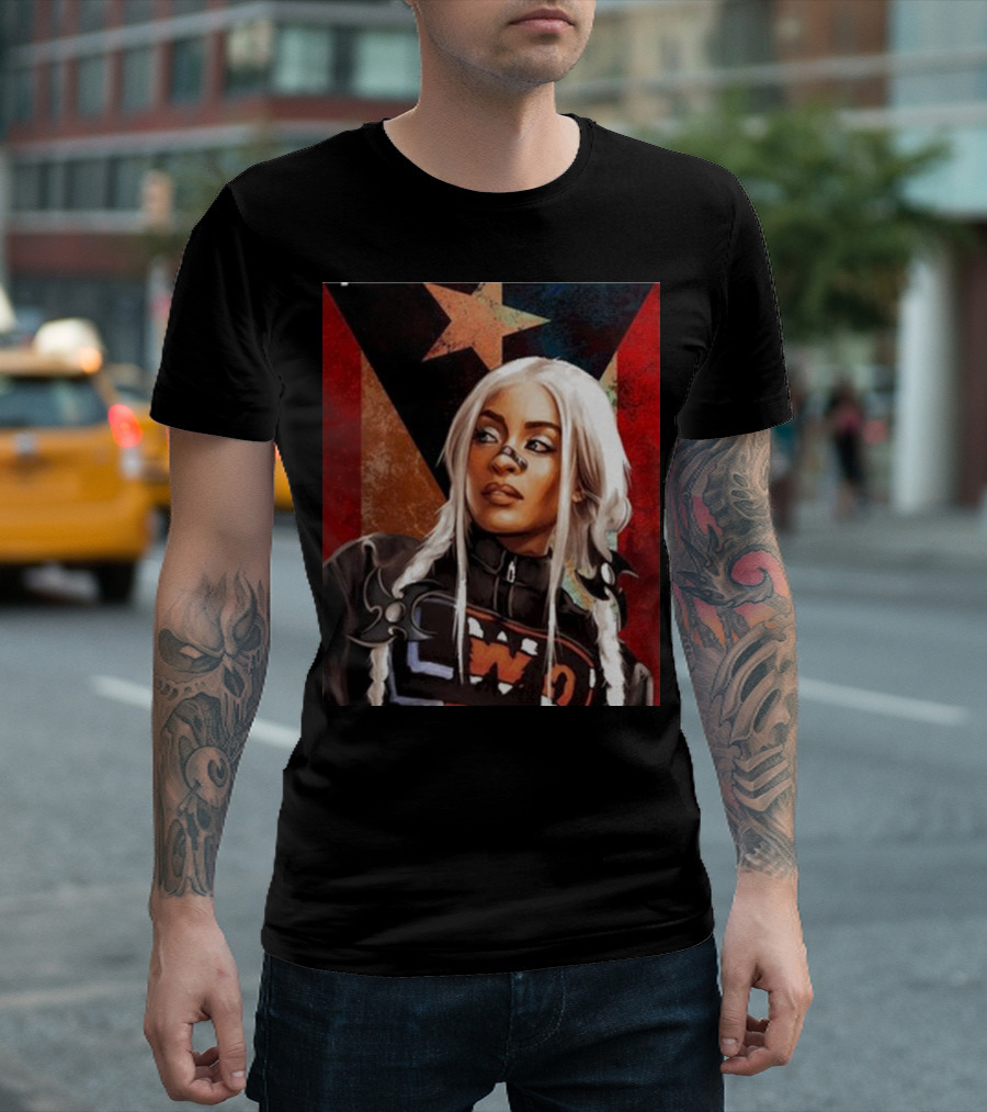 Queen Zelina Fear La Chancla LWO Latin World Order Star Flag Background T-Shirt